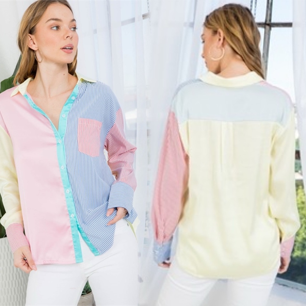 Colorblock Button-Up Shirt - Picture 3 of 12